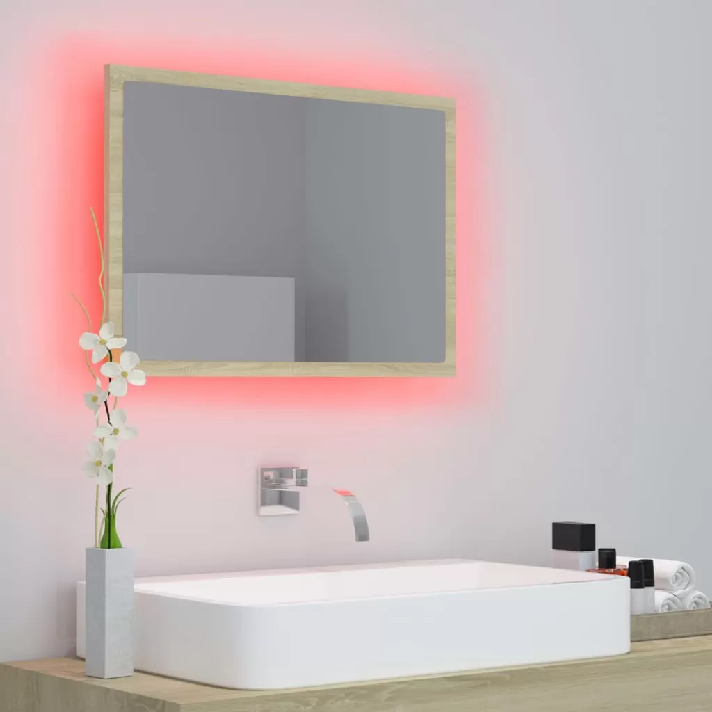 OGLINDA DE BAIE CU LED, STEJAR SONOMA [5]