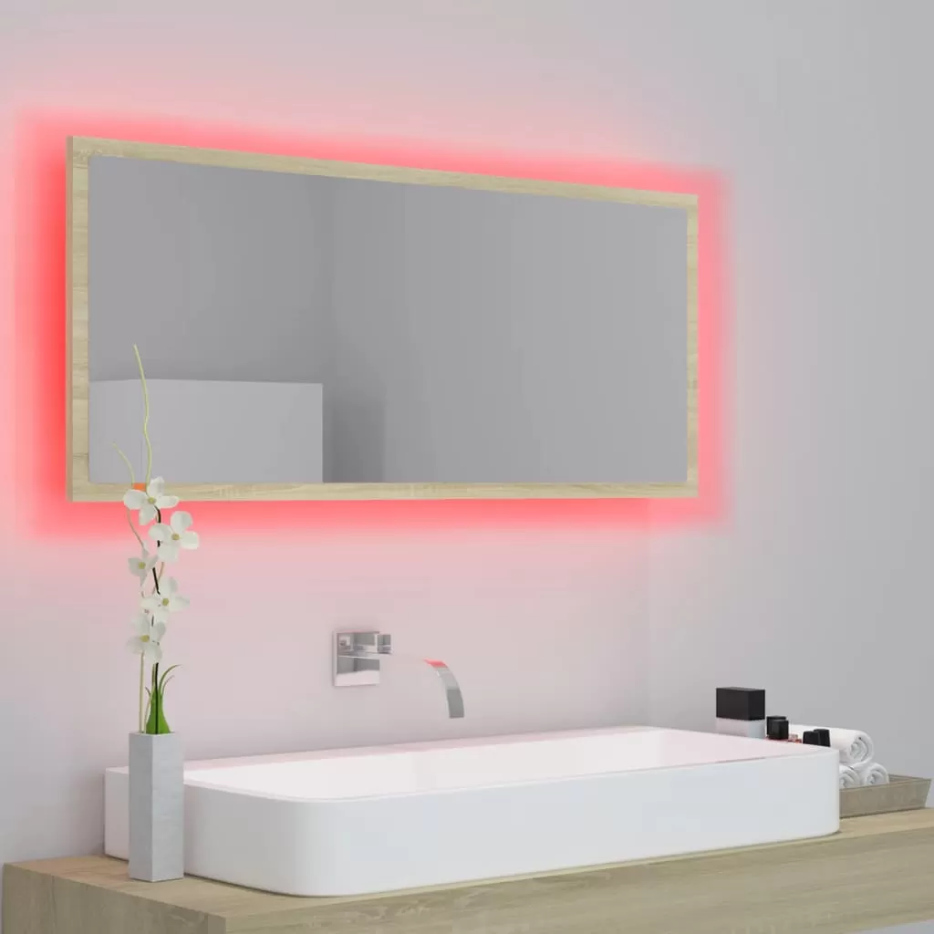 OGLINDA DE BAIE CU LED, STEJAR SONOMA [4]