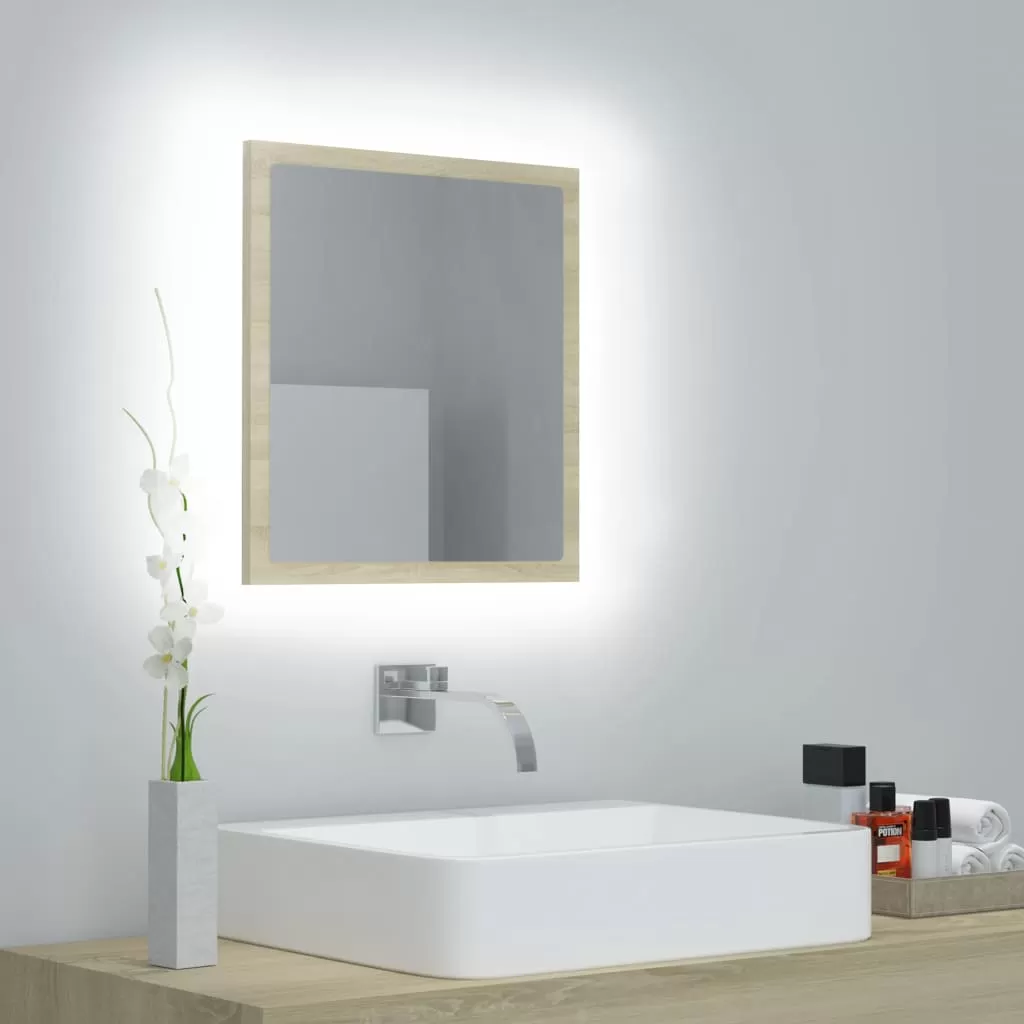 Oglinda baie - OGLINDA DE BAIE CU LED, STEJAR SONOMA