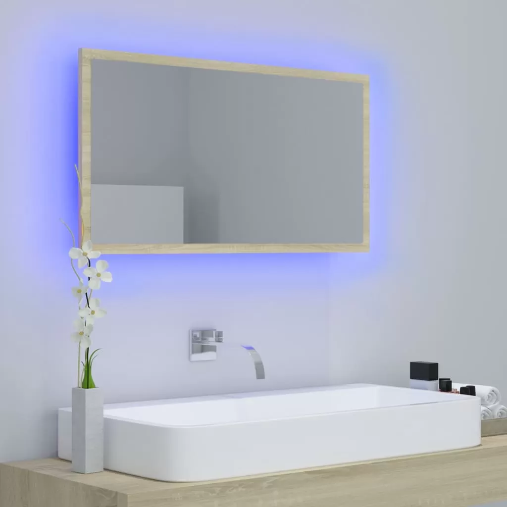 OGLINDA DE BAIE CU LED, STEJAR SONOMA [2]