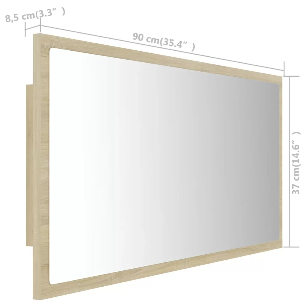 OGLINDA DE BAIE CU LED, STEJAR SONOMA [11]