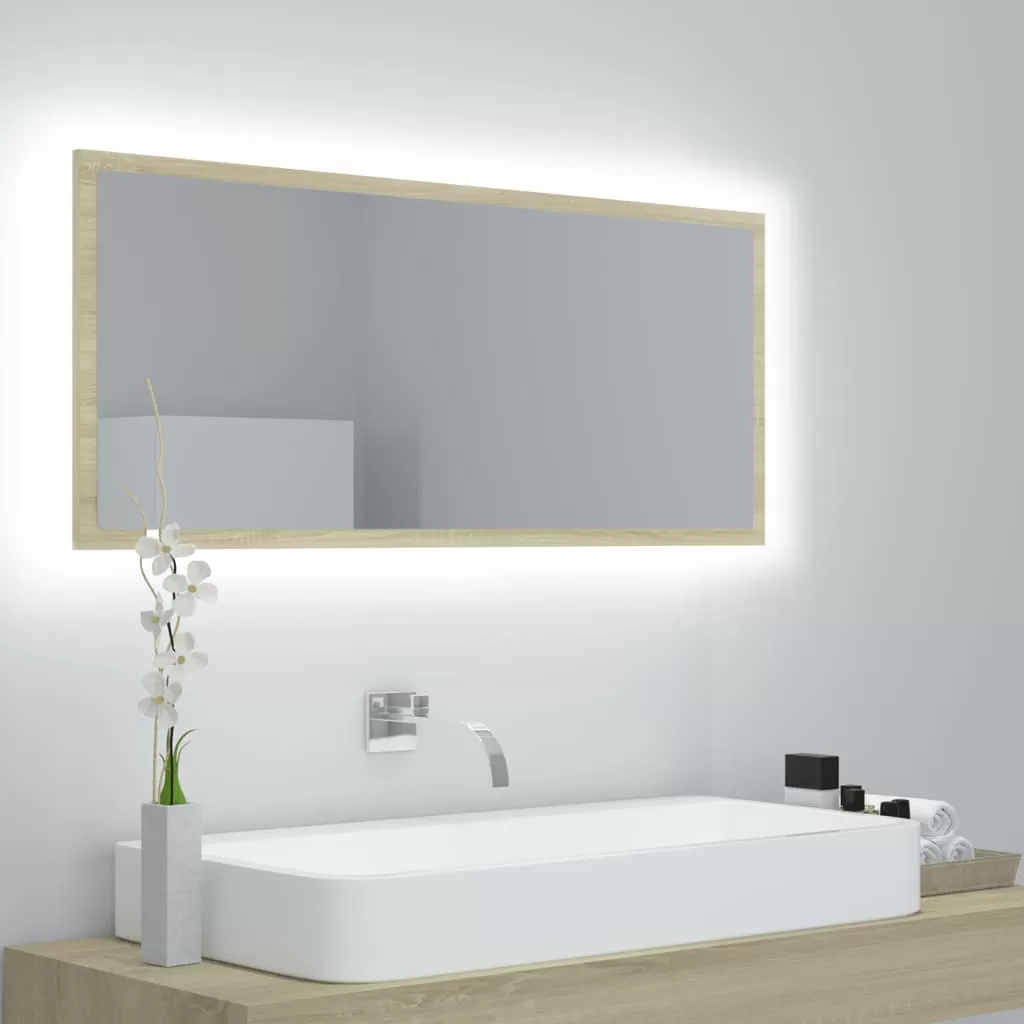 Oglinda baie - OGLINDA DE BAIE CU LED, STEJAR SONOMA