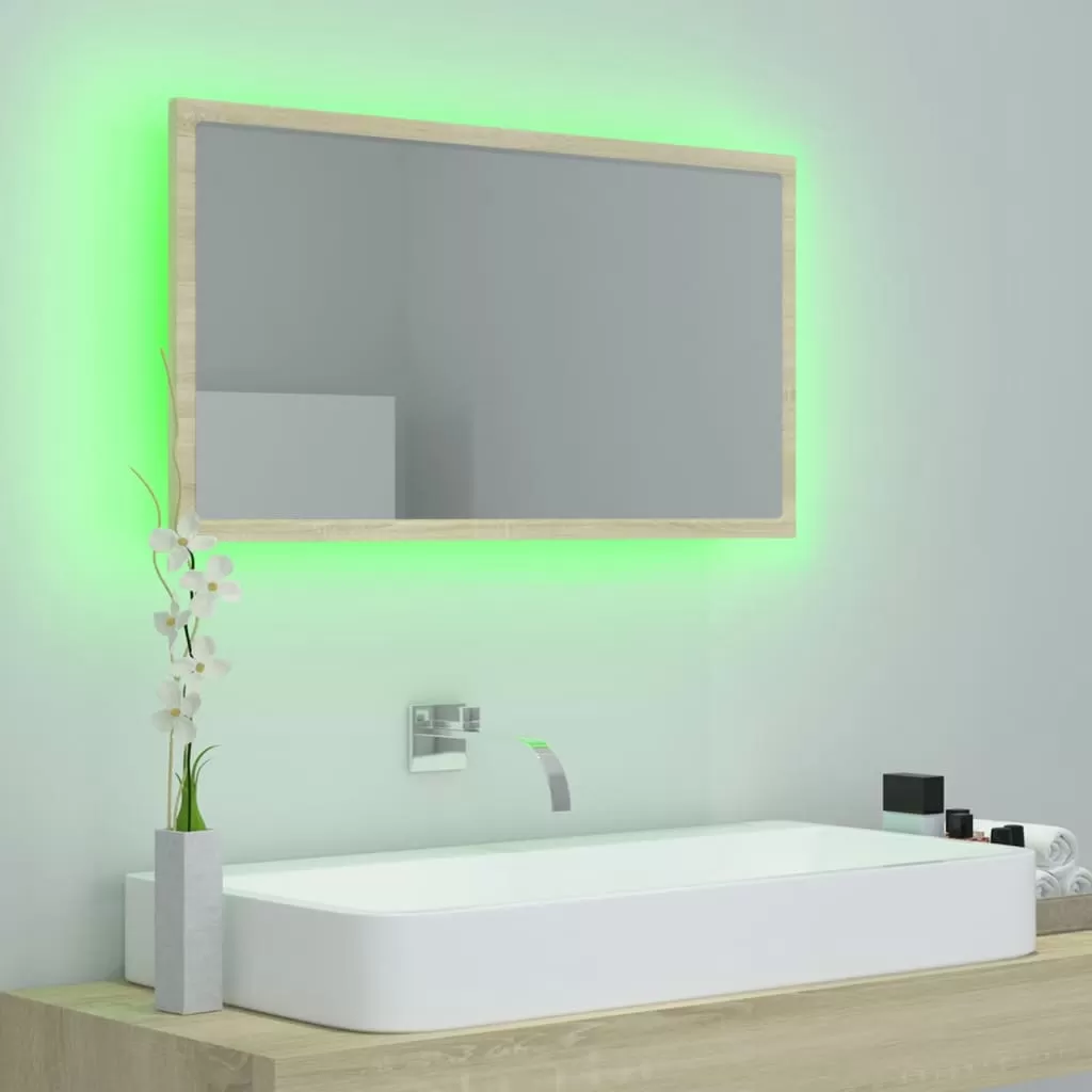 OGLINDA DE BAIE CU LED, STEJAR SONOMA [3]
