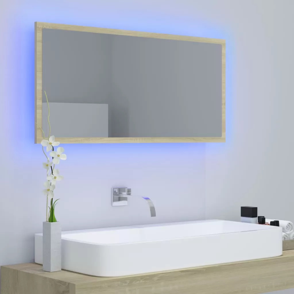 OGLINDA DE BAIE CU LED, STEJAR SONOMA [3]