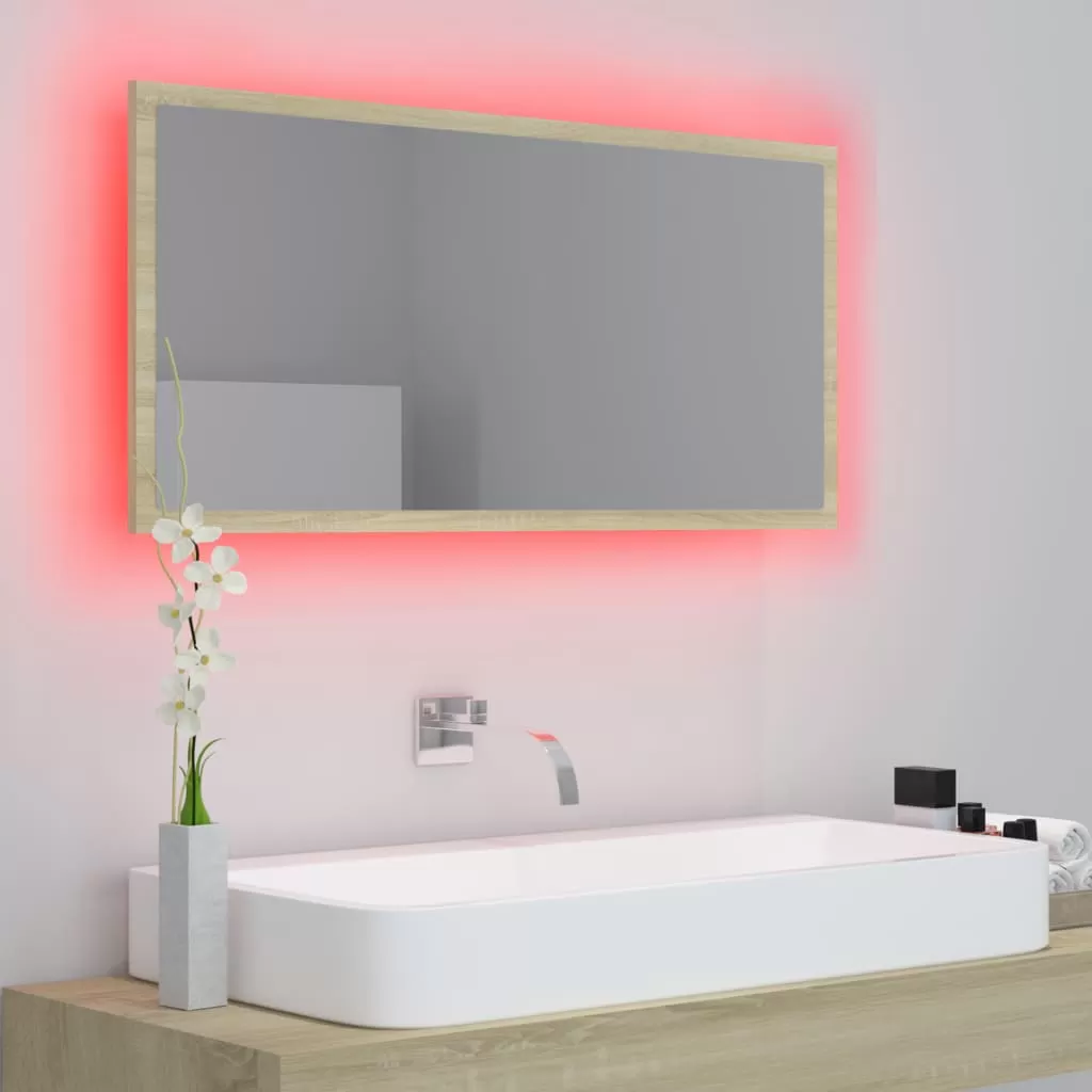 OGLINDA DE BAIE CU LED, STEJAR SONOMA [4]