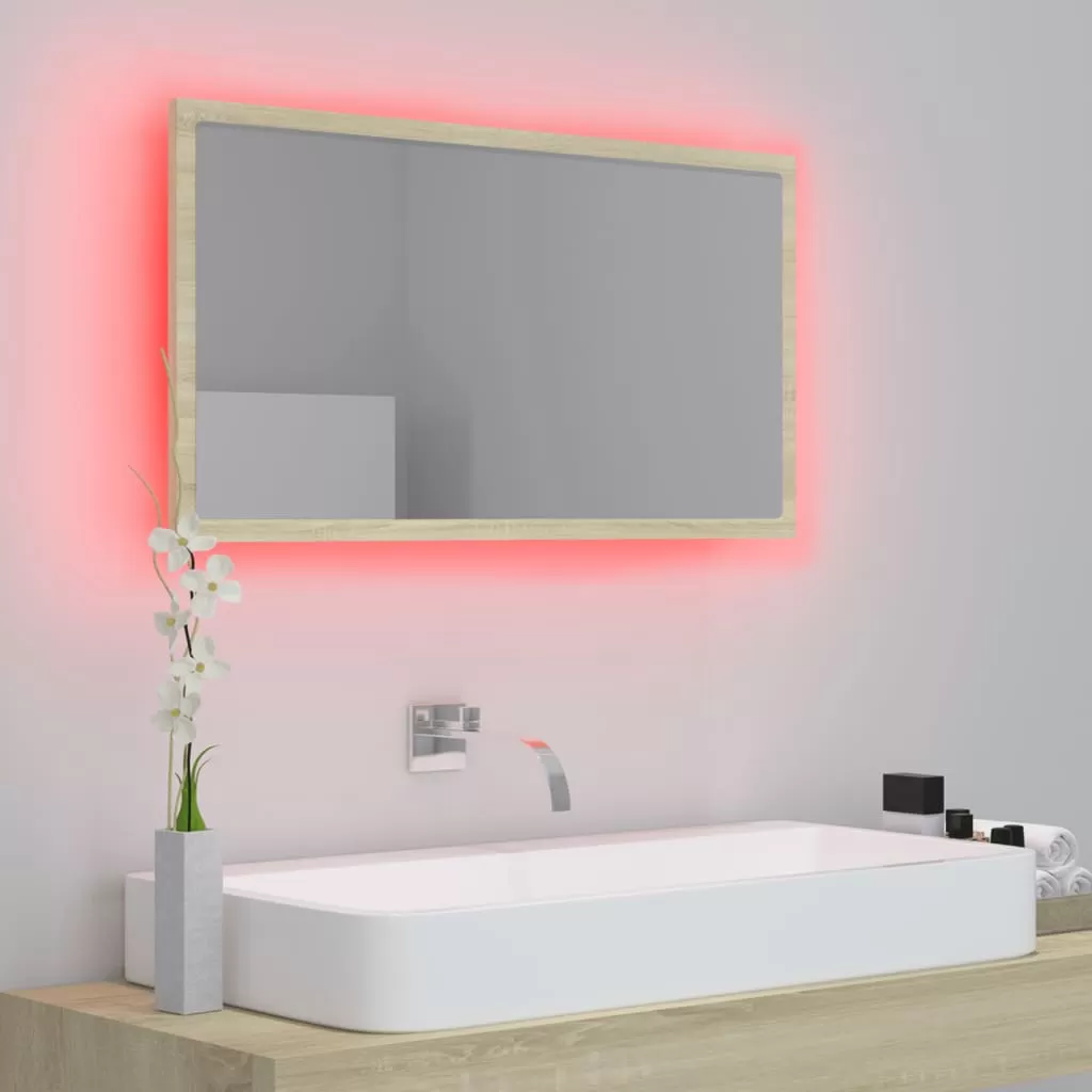 OGLINDA DE BAIE CU LED, STEJAR SONOMA [4]