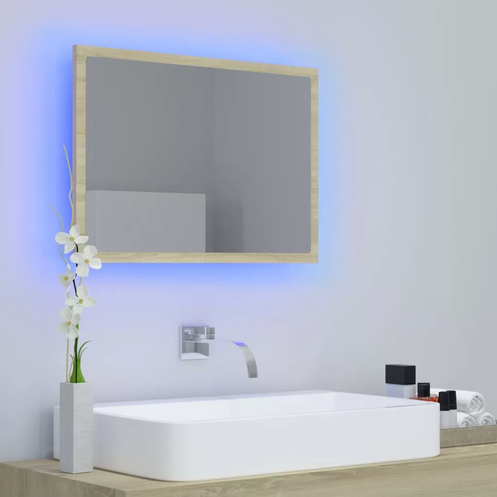 OGLINDA DE BAIE CU LED, STEJAR SONOMA [3]