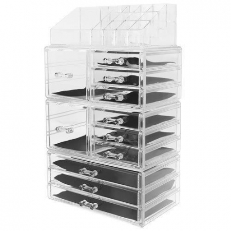 Cutii bijuterii - ORGANIZATOR COSMETICE, ACRIL, TRANSPARENT, MARIME XL, 24X14X39.5 CM, ISOTRADE