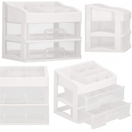 ORGANIZATOR COSMETICE, PLASTIC, 3 NIVELURI, 2 SERTARE, ALB, 20X16.5X23 CM, SPRINGOS [4]