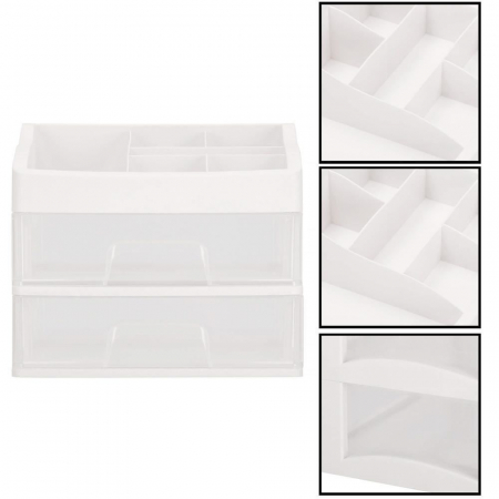 ORGANIZATOR COSMETICE, PLASTIC, 3 NIVELURI, 2 SERTARE, ALB, 20X16.5X23 CM, SPRINGOS [6]