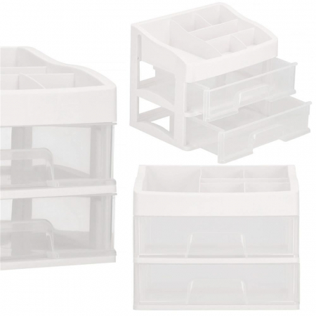 ORGANIZATOR COSMETICE, PLASTIC, 3 NIVELURI, 2 SERTARE, ALB, 20X16.5X23 CM, SPRINGOS [5]
