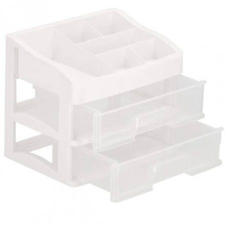 Cutii bijuterii - ORGANIZATOR COSMETICE, PLASTIC, 3 NIVELURI, 2 SERTARE, ALB, 20X16.5X23 CM, SPRINGOS