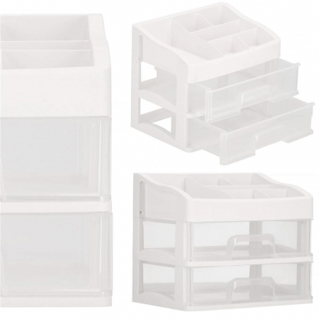 ORGANIZATOR COSMETICE, PLASTIC, 3 NIVELURI, 2 SERTARE, ALB, 20X16.5X23 CM, SPRINGOS [13]