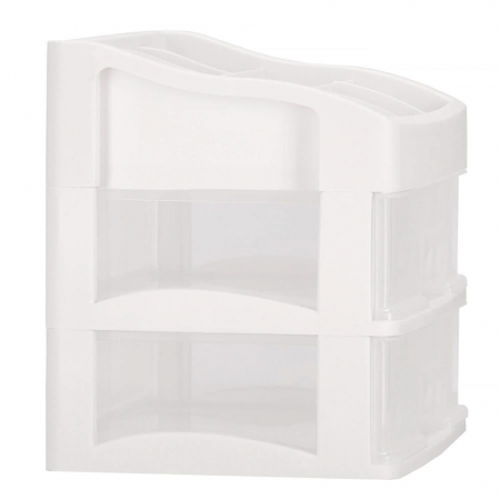 ORGANIZATOR COSMETICE, PLASTIC, 3 NIVELURI, 2 SERTARE, ALB, 20X16.5X23 CM, SPRINGOS [11]