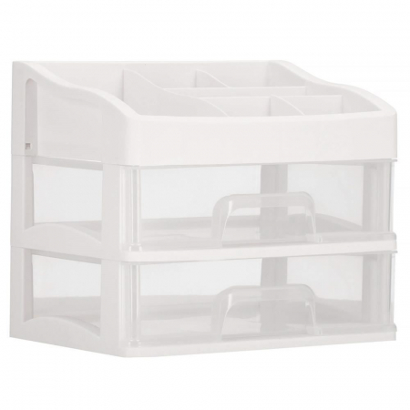 ORGANIZATOR COSMETICE, PLASTIC, 3 NIVELURI, 2 SERTARE, ALB, 20X16.5X23 CM, SPRINGOS [12]