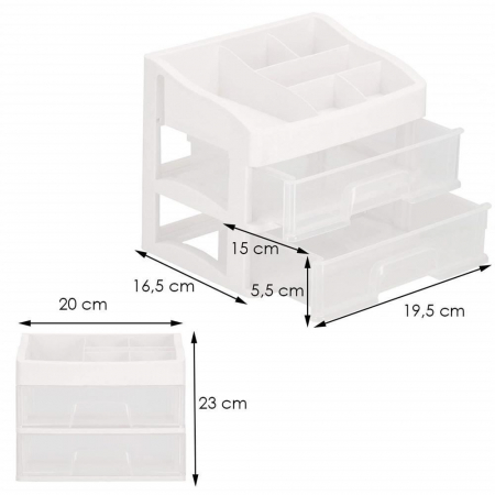ORGANIZATOR COSMETICE, PLASTIC, 3 NIVELURI, 2 SERTARE, ALB, 20X16.5X23 CM, SPRINGOS [1]