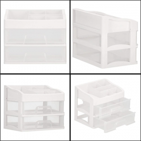 ORGANIZATOR COSMETICE, PLASTIC, 3 NIVELURI, 2 SERTARE, ALB, 20X16.5X23 CM, SPRINGOS [7]