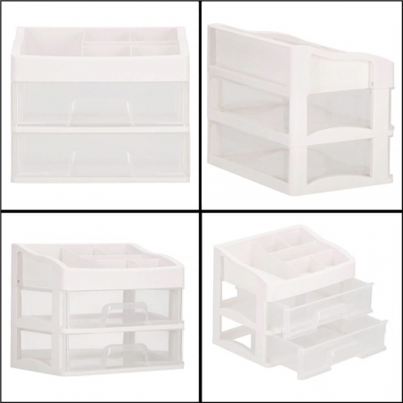 ORGANIZATOR COSMETICE, PLASTIC, 3 NIVELURI, 2 SERTARE, ALB, 30X25X34 CM, SPRINGOS [5]