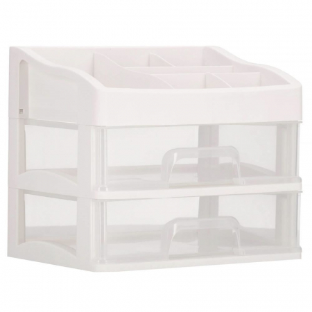 ORGANIZATOR COSMETICE, PLASTIC, 3 NIVELURI, 2 SERTARE, ALB, 30X25X34 CM, SPRINGOS [10]