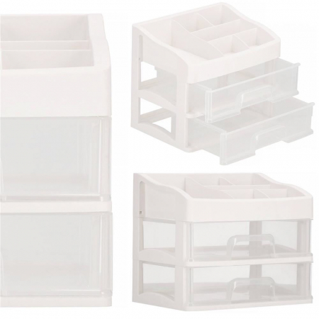 ORGANIZATOR COSMETICE, PLASTIC, 3 NIVELURI, 2 SERTARE, ALB, 30X25X34 CM, SPRINGOS [13]