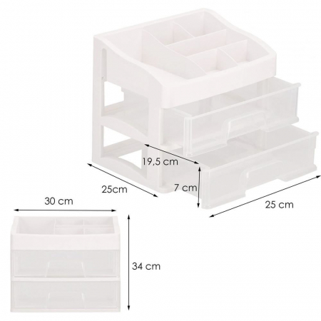 ORGANIZATOR COSMETICE, PLASTIC, 3 NIVELURI, 2 SERTARE, ALB, 30X25X34 CM, SPRINGOS [1]