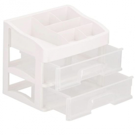 Cutii bijuterii - ORGANIZATOR COSMETICE, PLASTIC, 3 NIVELURI, 2 SERTARE, ALB, 30X25X34 CM, SPRINGOS