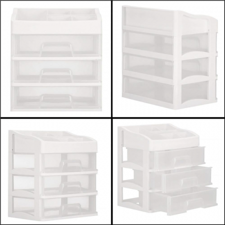 ORGANIZATOR COSMETICE, PLASTIC, 4 NIVELURI, 3 SERTARE, ALB, 23.3X17X26.5 CM, SPRINGOS [5]