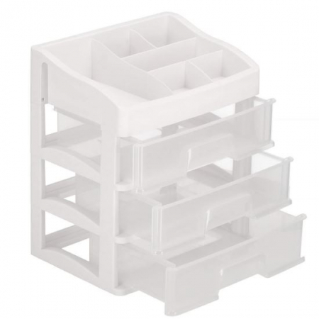 Cutii bijuterii - ORGANIZATOR COSMETICE, PLASTIC, 4 NIVELURI, 3 SERTARE, ALB, 23.3X17X26.5 CM, SPRINGOS