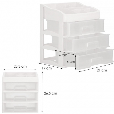 ORGANIZATOR COSMETICE, PLASTIC, 4 NIVELURI, 3 SERTARE, ALB, 23.3X17X26.5 CM, SPRINGOS [1]