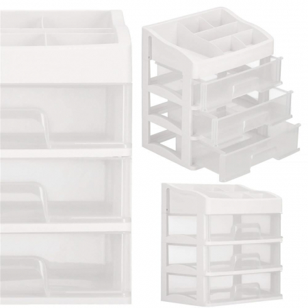 ORGANIZATOR COSMETICE, PLASTIC, 4 NIVELURI, 3 SERTARE, ALB, 23.3X17X26.5 CM, SPRINGOS [15]