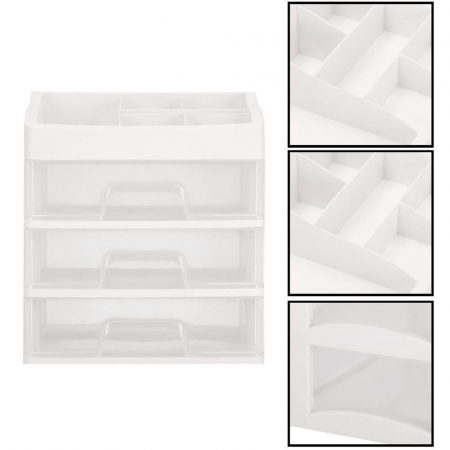 ORGANIZATOR COSMETICE, PLASTIC, 4 NIVELURI, 3 SERTARE, ALB, 23.3X17X26.5 CM, SPRINGOS [4]