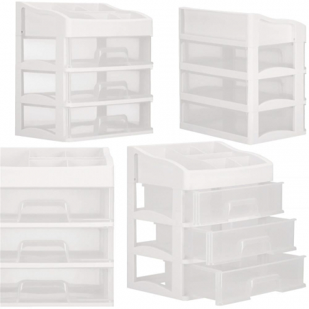 ORGANIZATOR COSMETICE, PLASTIC, 4 NIVELURI, 3 SERTARE, ALB, 23.3X17X26.5 CM, SPRINGOS [2]