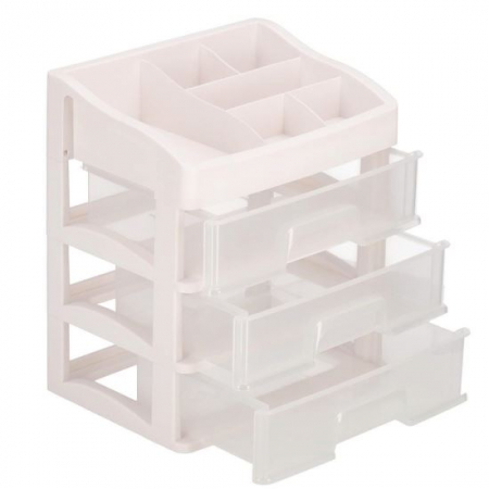 Cutii bijuterii - ORGANIZATOR COSMETICE, PLASTIC, 4 NIVELURI, 3 SERTARE, ALB, 34X25X40 CM, SPRINGOS