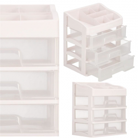 ORGANIZATOR COSMETICE, PLASTIC, 4 NIVELURI, 3 SERTARE, ALB, 34X25X40 CM, SPRINGOS [15]