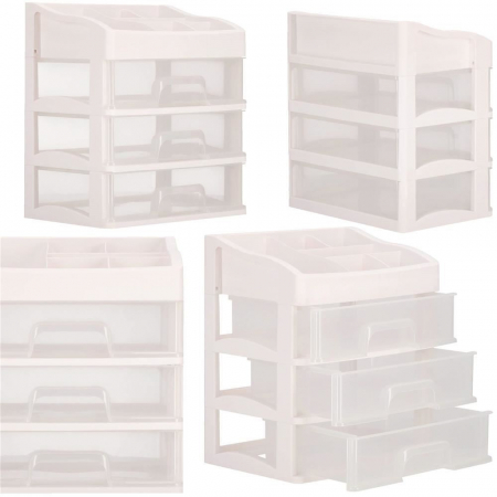 ORGANIZATOR COSMETICE, PLASTIC, 4 NIVELURI, 3 SERTARE, ALB, 34X25X40 CM, SPRINGOS [5]