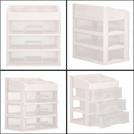 ORGANIZATOR COSMETICE, PLASTIC, 4 NIVELURI, 3 SERTARE, ALB, 34X25X40 CM, SPRINGOS [8]