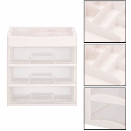 ORGANIZATOR COSMETICE, PLASTIC, 4 NIVELURI, 3 SERTARE, ALB, 34X25X40 CM, SPRINGOS [7]