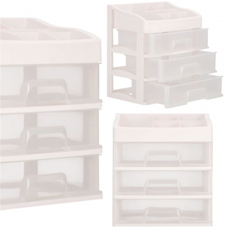 ORGANIZATOR COSMETICE, PLASTIC, 4 NIVELURI, 3 SERTARE, ALB, 34X25X40 CM, SPRINGOS [6]