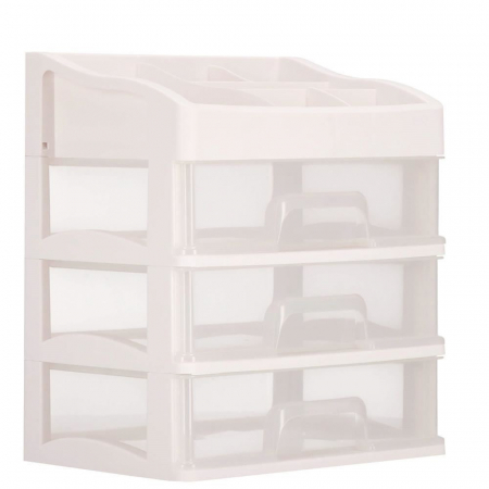 ORGANIZATOR COSMETICE, PLASTIC, 4 NIVELURI, 3 SERTARE, ALB, 34X25X40 CM, SPRINGOS [12]