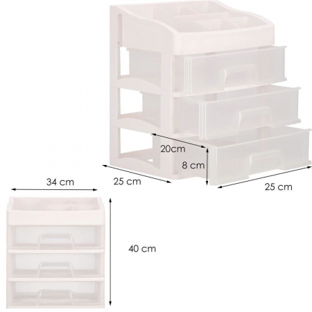 ORGANIZATOR COSMETICE, PLASTIC, 4 NIVELURI, 3 SERTARE, ALB, 34X25X40 CM, SPRINGOS [1]