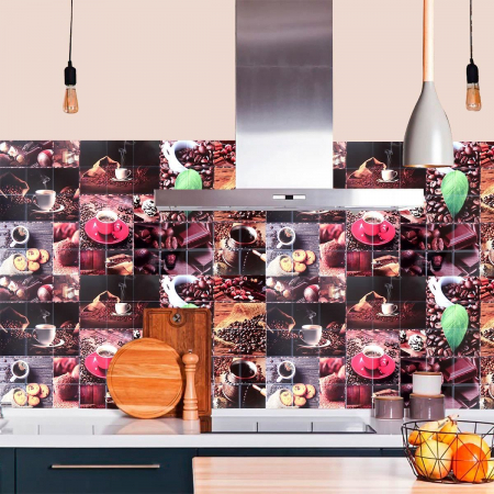 PANOU DECORATIV, PVC, MODEL CAFEA, MARO SI ROSU, 96X48.5 CM [5]