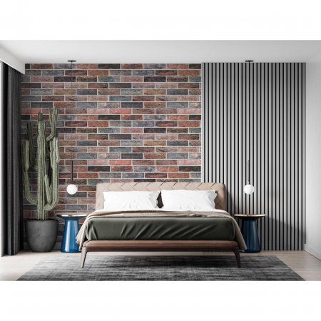 PANOU DECORATIV, PVC, MODEL CARAMIDA 3D, GRI SI PORTOCALIU, 96X48.5 CM [4]