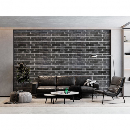 PANOU DECORATIV, PVC, MODEL CARAMIDA 3D, NEGRU, 96X48.5CM [1]