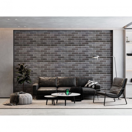 PANOU DECORATIV, PVC, MODEL CARAMIDA 3D, NUANTE CENUSIU INCHIS, 96X48.5CM [4]