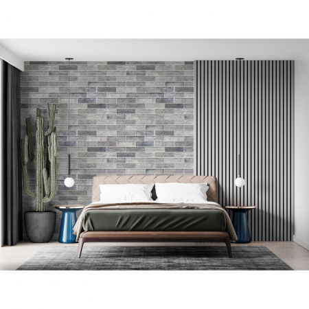 PANOU DECORATIV, PVC, MODEL CARAMIDA 3D, NUANTE GRI DESCHIS, 96X48.5CM [5]