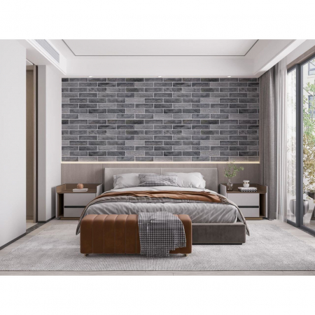 PANOU DECORATIV, PVC, MODEL CARAMIDA 3D, NUANTE GRI INCHIS, 96X48.5 CM [4]