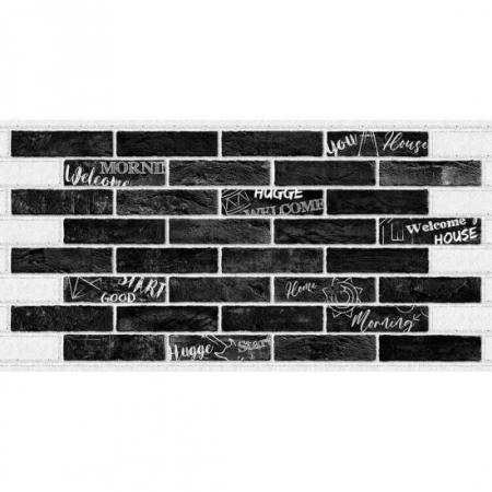 Panouri decorative - PANOU DECORATIV, PVC, MODEL CARAMIDA 3D, WELCOME, NEGRU, 96X48.5CM