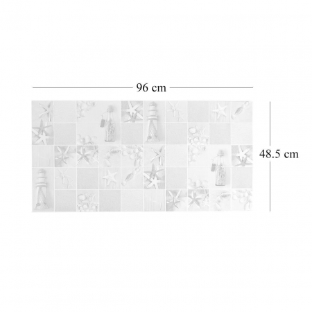 PANOU DECORATIV, PVC, MODEL EXOTIC, ALBASTRU SI BEJ, 96X48.5CM [1]