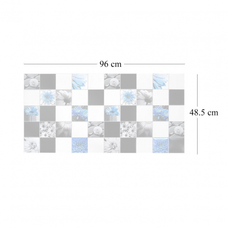 PANOU DECORATIV, PVC, MODEL FLORAL, ALB, NEGRU SI ALBASTRU, 96X48.5 CM [2]