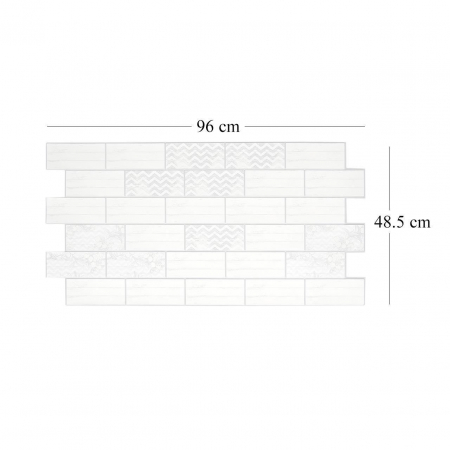 PANOU DECORATIV, PVC, MODEL MARMURA 3D, ALB CU FLORI, 96X48.5CM [3]